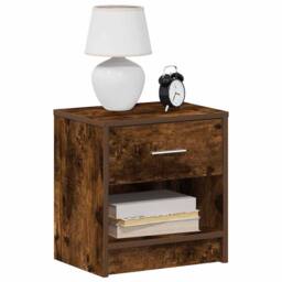 Berkfield Home Bedside Cabinets 2 pcs with Drawer Smoked Oak 39x28x41 cm in Brown - Size: 39 x 28 x 41 cm - thumbnail 3