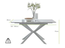 FurnitureboxUK Lira 120cm Rectangular Extending High Gloss 4-6 Seat Dining Table in White - thumbnail 6
