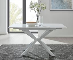 FurnitureboxUK Lira 120cm Rectangular Extending High Gloss 4-6 Seat Dining Table in White - thumbnail 1