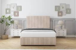 "Comfort Beds Lorenzo Naples Divan Base 2 Drawers - 26"" Headboard-Footboard in Light Sand - Size: Small Double" - thumbnail 3