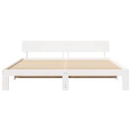 Berkfield Home Bed Frame with Headboard White 180x200 cm Solid Pine Wood - thumbnail 6