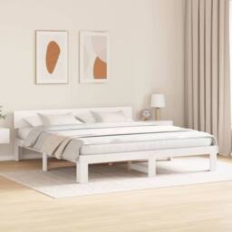 Berkfield Home Bed Frame with Headboard White 180x200 cm Solid Pine Wood - thumbnail 4