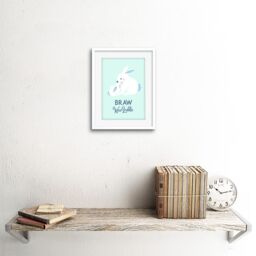 "Artery8 Wall Art Print Braw Wee Laddie New Baby Boy Scottish Rabbit Bunny Framed Art in White - Size: W7"" x H9""" - thumbnail 2