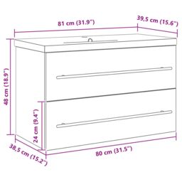 Berkfield Home Bathroom Sink Cabinet with Built-in Basin Old Wood Engineered Wood in Brown - thumbnail 9