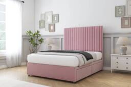 "Sloomy Manhattan Plush Divan Set No Drawers-26"" Headboard in Pink - Size: Single" - thumbnail 3