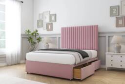 "Sloomy Manhattan Plush Divan Set No Drawers-26"" Headboard in Pink - Size: Single" - thumbnail 1