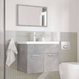 Berkfield Home 3 Piece Bathroom Furniture Set Concrete Grey Engineered Wood - thumbnail 3