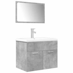 Berkfield Home 3 Piece Bathroom Furniture Set Concrete Grey Engineered Wood - thumbnail 2