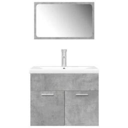 Berkfield Home 3 Piece Bathroom Furniture Set Concrete Grey Engineered Wood - thumbnail 4