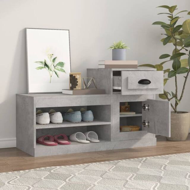 Berkfield Home Shoe Cabinet Concrete Grey 100x42x60 cm Engineered Wood - Size: 100 x 42 x 60 cm - image 1