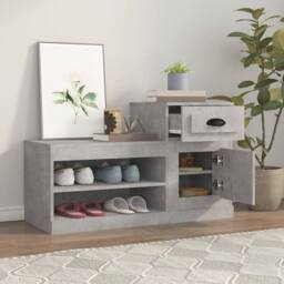 Berkfield Home Shoe Cabinet Concrete Grey 100x42x60 cm Engineered Wood - Size: 100 x 42 x 60 cm - thumbnail 1