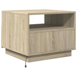 Berkfield Home Coffee Table with LED Lights Sonoma Oak 50x49x40 cm in Brown - Size: 50 x 49 x 40 cm - thumbnail 9