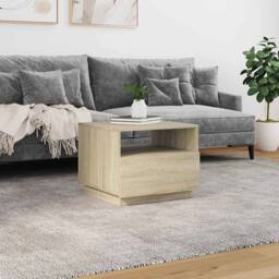 Berkfield Home Coffee Table with LED Lights Sonoma Oak 50x49x40 cm in Brown - Size: 50 x 49 x 40 cm - thumbnail 4