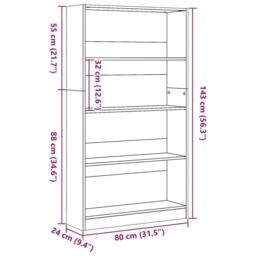 Berkfield Home Bookcase Grey Sonoma 80x24x143 cm Engineered Wood - Size: 80 x 24 x 143 cm - thumbnail 9