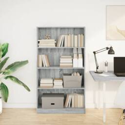 Berkfield Home Bookcase Grey Sonoma 80x24x143 cm Engineered Wood - Size: 80 x 24 x 143 cm - thumbnail 3