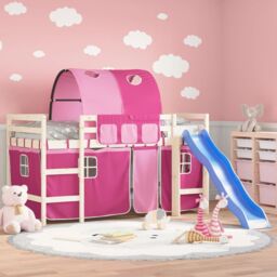 Berkfield Home Curtains for Loft Bed with Tunnel Pink Polyester - thumbnail 1
