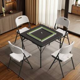 KORVIXA 34in Square Folding Table, Portable Plastic Picnic Table in Black - Size: 100 cm x 100 cm - thumbnail 5