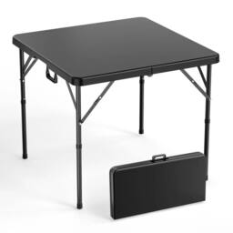 KORVIXA 34in Square Folding Table, Portable Plastic Picnic Table in Black - Size: 100 cm x 100 cm