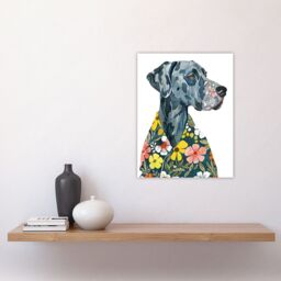 "Artery8 Dog Lover Hawaiian Shirt Great Dane Portrait Wall Art Print - Size: W12"" x H16""" - thumbnail 4