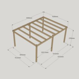 Rutland County Garden Furniture Ltd Garden Pergola 6 Posts - Wood - L420 x W540 x H270 cm - Rustic Brown in Light Green - thumbnail 5