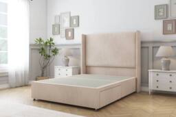 "Comfort Beds Madrid Naples Divan Base No Drawers - 54"" Wingback in Light Sand - Size: Double" - thumbnail 3