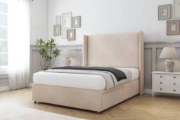 "Comfort Beds Madrid Naples Divan Base No Drawers - 54"" Wingback in Light Sand - Size: Double" - thumbnail 2
