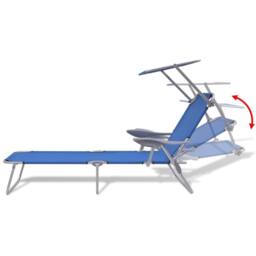 Berkfield Home Sun Lounger with Canopy Steel Blue - thumbnail 6