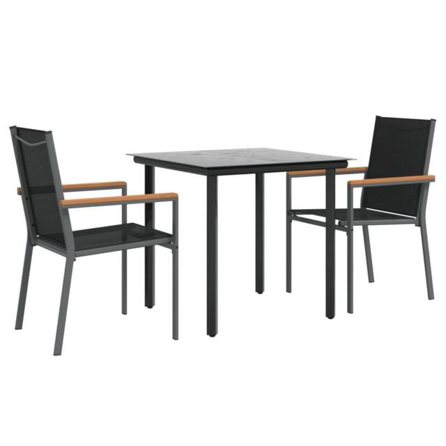 Berkfield Home Beautiful 3 Piece Garden Dining Set Black Textilene & Steel - image 1