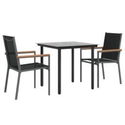 Berkfield Home Beautiful 3 Piece Garden Dining Set Black Textilene & Steel - thumbnail 1