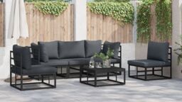 Berkfield Home Garden Sofa Set 6 pcs Black 70 x 70 x 32 cm Aluminium - thumbnail 6