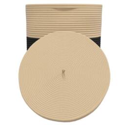 Berkfield Home Storage Basket with Lid Black & Beige √ò37x50 cm Cotton - Size: 37x50 cm - thumbnail 5