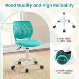 Costway Kids Desk Chair Ergonomic Adjustable Children Study Chair in Green - thumbnail 5