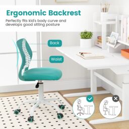 Costway Kids Desk Chair Ergonomic Adjustable Children Study Chair in Green - thumbnail 8