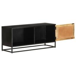 Berkfield Home TV Cabinet 90x30x40 cm Rough Mango Wood in Brown - Size: 90 x 30 x 40 cm - thumbnail 3