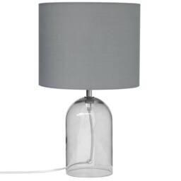 Wyld and Coco Table Lamp Transparent Glass Base Grey Drum Shade Modern Modern - thumbnail 4