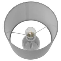 Wyld and Coco Table Lamp Transparent Glass Base Grey Drum Shade Modern Modern - thumbnail 5