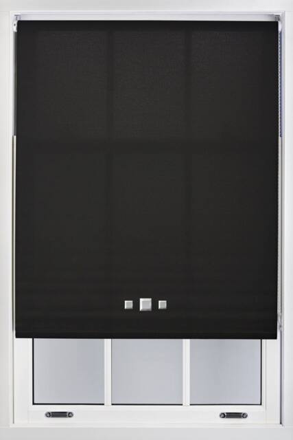 Furnished Daylight Roller Blinds with Triple Square Eyelets - Trimmable Window Shade in Black - Size: 240 cm width x 165 cm drop - image 1