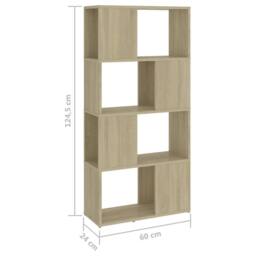 Berkfield Home Book Cabinet Room Divider Sonoma Oak 60x24x124.5 cm Engineered Wood in Light Tan - thumbnail 7