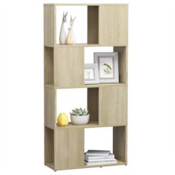 Berkfield Home Book Cabinet Room Divider Sonoma Oak 60x24x124.5 cm Engineered Wood in Light Tan - thumbnail 4