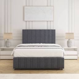 "BSSPOKE Isabella Divan Bed Velvet 24""Headboard 2 Drawers Same Side No Mattress in Charcoal - Size: Small Double" - thumbnail 3