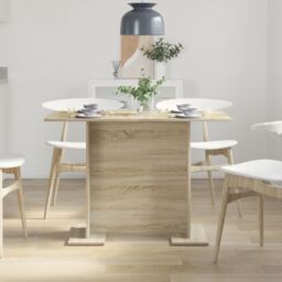 Berkfield Home Dining Table Sonoma Oak 110x60x75 cm Engineered Wood in Beige - Size: 110 x 60 x 75 cm - thumbnail 4