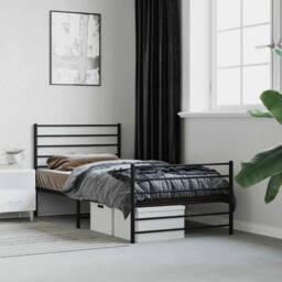 Berkfield Home Metal Bed Frame with Headboard & Footboard Black 90x190 cm Single - thumbnail 2