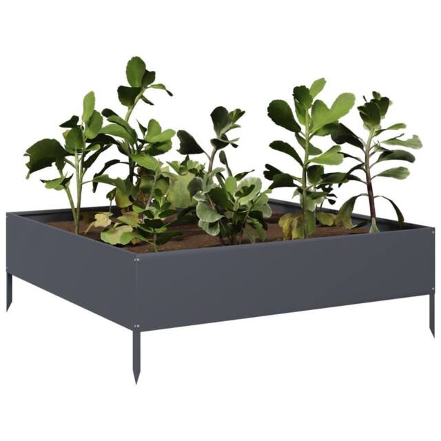 Berkfield Home Garden Raised Bed Anthracite 100x100x33.5 cm Steel in Grey - image 1