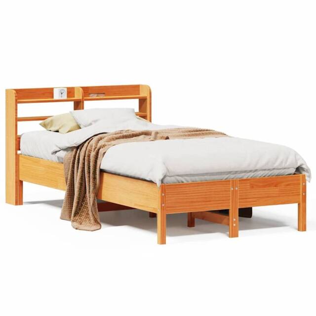 Berkfield Home Bed Frame without Mattress Wax Brown 100x200 cm Solid Wood Pine - image 1