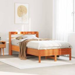 Berkfield Home Bed Frame without Mattress Wax Brown 100x200 cm Solid Wood Pine - thumbnail 2