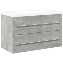 Berkfield Home 2 Piece Bathroom Furniture Set Concrete Grey Engineered Wood - thumbnail 2