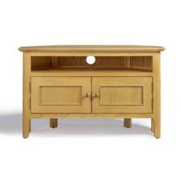 FurnitureboxUK Belle Oak Wood Corner TV Stand in Light Brown - thumbnail 3
