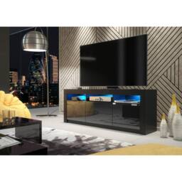 Creative Furniture Shine TV Unit 160cm - Black with Gloss Doors & LED Lights - thumbnail 6