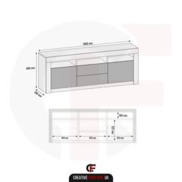 Creative Furniture Shine TV Unit 160cm - Black with Gloss Doors & LED Lights - thumbnail 7