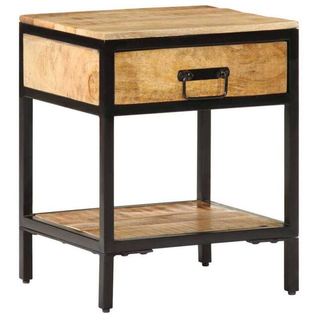 Berkfield Home Modern Bedside Cabinet 40x35x50 cm Solid Wood Rough Mango in Brown - Size: 40 x 35 x 50 cm - image 1